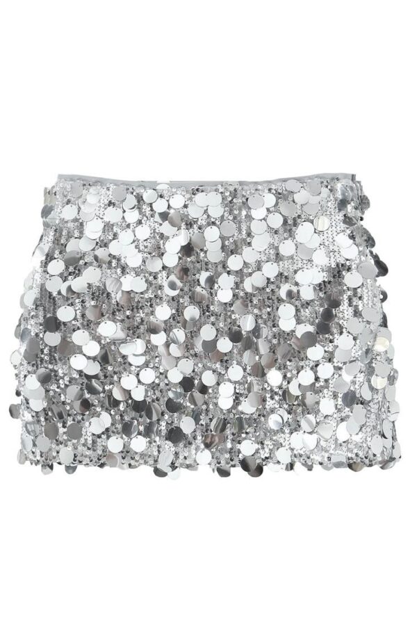 Falda con lentejuelas plateada (forro short)